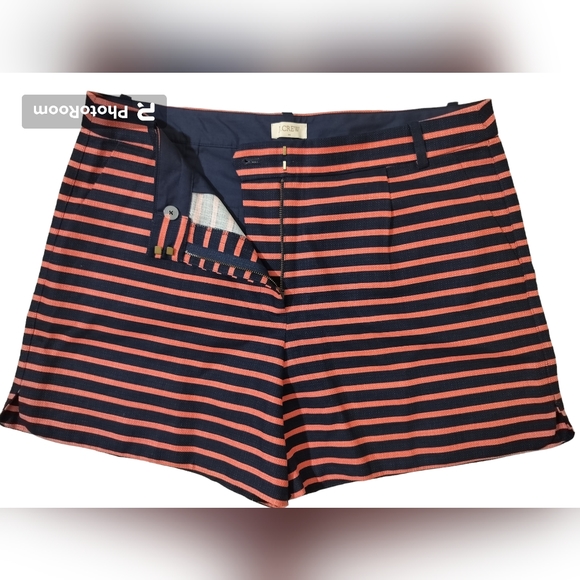 J.Crew casual short women's factory striped high rise navy blue orange size 12 - Picture 3 of 11